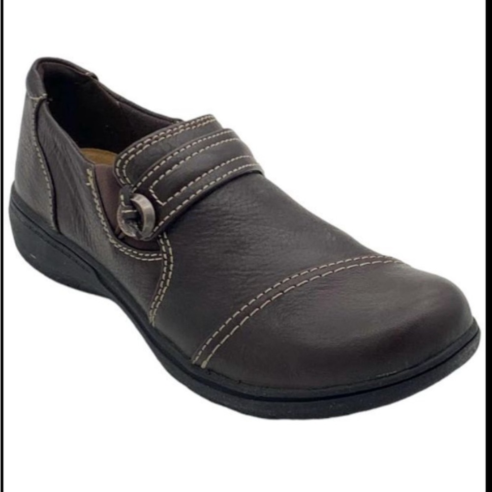New nwt perfect Clarks Collection Leather Slip-on Carleigh Pearl Dark Brown 8 - Picture 1 of 11